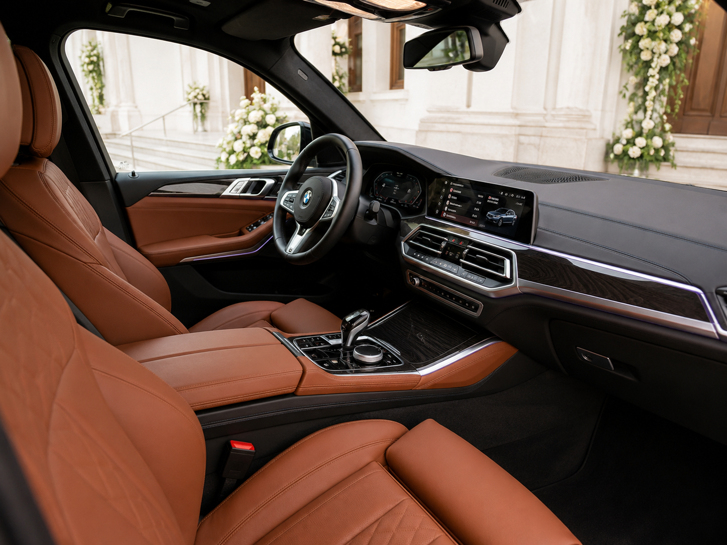 BMW do ślubu Kluczbork z elegancką dekoracją
